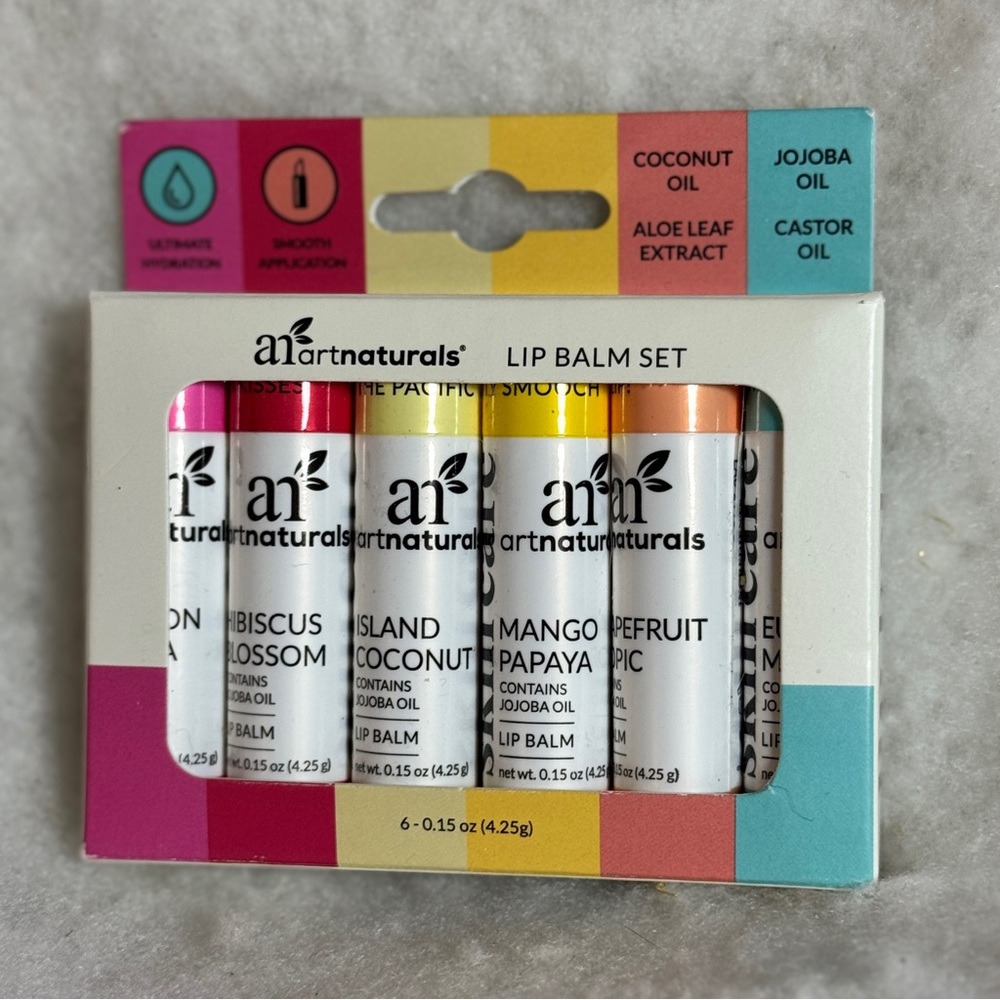 ArtNaturals Beeswax Lip Balm Set of 6 x 0.15 Oz‎ Smooth Application New In Box